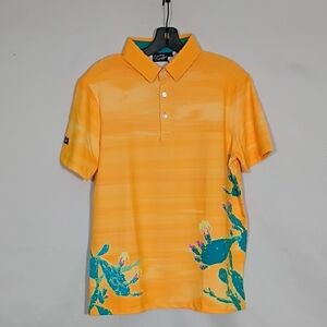 NWT Sunday Swagger Organe Phoenix Cactus Short Sleeve Polo Mens Size Small Golf